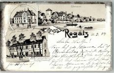 39326 O3214 Rogätz 1904 Gebrauchsspuren Lithographie Schloss Gasthaus zum weissen Stern Elbe