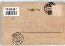 79777 W7899 Ühlingen 1899 Gebrauchsspuren Lithographie-Mondschein Dorfstraße Rehbock Eichenblatt