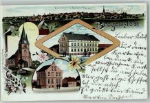 39343 O3241 Bregenstedt 1903 Lithographie Gasthaus zur Linde Stadthaus Kirche