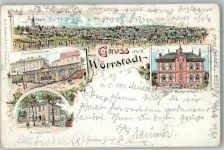 55286 W6501 Wörrstadt 1898 Lithographie Höhere Bürgerschule Amtsgericht Neuröhrenbrunnen