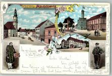 04610 O7404 Meuselwitz , Thür 1903 Lithographie Altenburger Trachten Marktplatz Schloß Rathaus Stadthaus