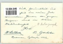 W2800 Bremen H. Oetken + B. Goedeke Inhaber der Kaffeerösterei Neujahrswünsche Kaffeewerbung 1936 Autograph