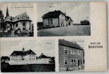 65474 W6094 Bischofsheim b Rüsselsheim - Ev. Kirche Kriegerdenkmal Bahnhof Schule Handlung Engert Bataillon-Stempel