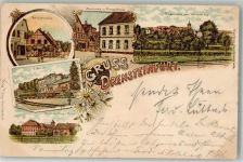 48317 W4406 Drensteinfurt 1898 Lithographie Marktplatz Amtsgebäude Bahnhof Schloß Landsberg