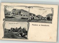 Strunkovice Blanic Strunkowitz Flanitz 1908 Foto AK Marktplatz Schule Straße Ulice k nadrazi