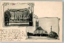 Sonnenburg Slonsk 1905 Foto AK Denkmal Säule Kirche Schloss