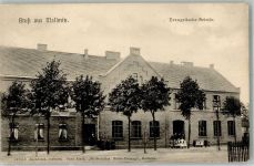 Mallmitz Malomice 1909 Foto AK Ev. Schule Bahnpost Berlin-Breslau Zug 22