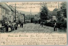 51643 W5270 Derschlag 1901 - Dorfstraße Kirchturmspitze der Kirche St. Elisabeth