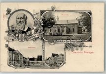 89415 W8882 Lauingen Donau 1907 Gebrauchsspuren Turnfest d. Ober-Donau-Gaues 1907 Portrait Turnvater Jahn Turnhalle Marktplatz