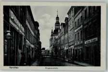 Sprottau Szprotawa 1918 Foto AK Glogauer Straße Geschäft Feldpost WK I