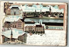 46282 W4270 Dorsten 1900 Lithographie Postamt Marktplatz Kath. Schule St. Elisabeth-Krankenhaus