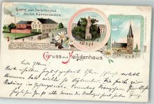 42579 W5628 Heiligenhaus b Velbert 1901 Lithographie Gasthaus zum Deutschen Haus Denkmal Kath. Kirche