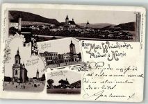 Hranice nad Morave 1895 Lithographie Rathaus Kirche Vorläufer Mährisch Weißkirchen