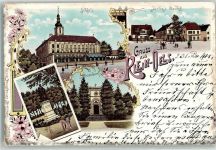Oels Olesnica 1902 Lithographie Schloss Gasthaus Lorkes Denkmal mausoleum