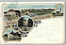 01561 O8281 Priestewitz 1897 Lithographie Gasthaus Priestewitz Bahnhof-Gasthaus Bahnhof