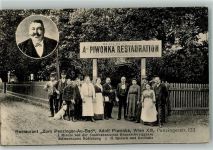 1140 Wien 14. Bezirk, Penzing 1912 Foto AK Gasthaus Piwonka Zum Penzinger Au-Bad Penzinger Straße 133