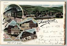 01904 O8505 Neukirch ,Lausitz 1899 Lithographie Waldhaus Gasthaus Grüne Fichte Gasthaus Goldene Krone Hofgericht