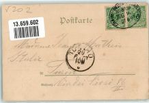 53773 W5202 Hennef Sieg 1897 Lithographie Gasthaus Bahnpost Köln- Frankfurt