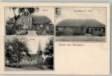 21271 W2116 Hanstedt , Nordheide 1915 - Schule Kirche Geschäftshaus Meyer