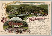 38889 O3721 Wendefurth 1903 Lithographie Gasthaus zur Erholung Gartenwirtschaft