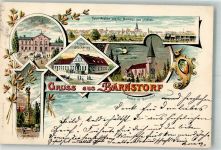 49406 W2847 Barnstorf , Kr Diepholz 1898 Lithographie Kriegerdenkmal Hotel Stuckering Bahnhof Wappen