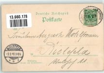 59302 W4740 Oelde , Westf 1898 Lithographie Kath. Kirche Kath. Pfarrhaus Gasthaus Schützenhof Amtshaus Bahnpost -Hannover Zug 29