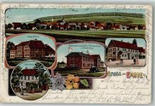 37589 W3355 Echte 1909 Lithographie Apotheke Voss-Mühle Bahnhofgastwirtschaft Voss Modewarengeschäft Otto