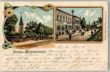 24392 W2347 Süderbrarup 1902 Lithographie Ev. Kirche Ortstraße