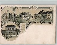 39439 O3256 Güsten , Anh Gebrauchsspuren Lithographie Kaufhaus Brückmann Post Bürgerschule Rathaus