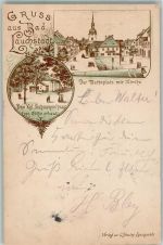 06246 O4204 Bad Lauchstädt 1897 Lithographie Vorläufer Druck um 1890 Kgl. Schauspielhaus Marktplatz Dorfkirche