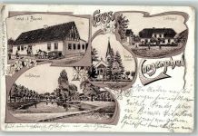Wielowies Langenpfuhl 1911 Gebrauchsspuren Lithographie Langenphul Gasthaus Brunzel Lehngut Dorfteich