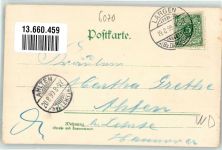 63225 W6070 Langen in Hessen 1899 Lithographie Cognac-Brennerei Scherer & Co Bahnhof Haushaltungsschule