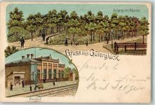 39264 O3401 Güterglück 1900 Lithographie Bahnhof
