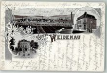 57072 W5900 Weidenau , Sieg 1899 Lithographie Gasthaus Weil Kaiserl. Postamt