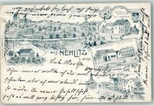 06193 O4101 Nehlitz 1903 Lithographie Vorläufer St. Petersberg Gasthaus Nehlitz Brennerei Materialwaren Uebe