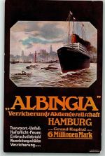 W2000 Hamburg Albingia AG Dampfer im Hafen Versicherung Künstlerkarte
