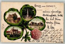 01968 O7803 Klettwitz 1904 Lithographie Kais. Postamt Villa Fielitz Kriegerdenkmal Neue Schulhäuser