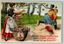 O8000 Dresden Dresdner Original Apfeltee Marke Aepfel-Sieber - Fort mit China Tee Getränk alkoholfrei Lithographie / Künstlerkarte