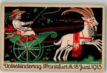 W6000 Frankfurt am Main Volkskindertag Ziege sign. Theodor Braun offiz. Karte Nr. 2 Blumentag 1913 Lithographie / Künstlerkarte