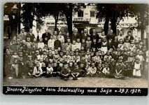 56170 W5413 Sayn 1924 Privatfoto AK Schulausflug 29.7.1924 Schüler und Lehrkräfte Gruppenaufnahme