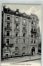 W8000 München Amerikanisches Lazarett + Fahne Zieher, Ottmar Lazarett WK I 1914