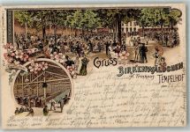 10115 W1000 Tempelhof 1904 Lithographie Gasthaus Etablissement Birkenwäldchen Gartenwirtschaft Kegelbahnen