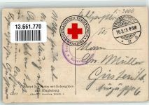 O3000 Magdeburg Ausfahrt der Autos mit Liebesgaben Rotes Kreuz Frauenverein Stempel Lazarett WK I 1915