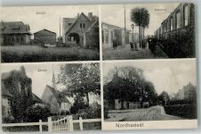 25785 W2249 Nordhastedt 1909 - Schule Bahnhof Dorfkirche Dorfstrasse