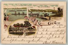 10115 W1000 Gatow Lithographie An der Havel Wilhelmsturm Gasthaus Schleu