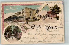 Kreuz Krzyz Wielkopolski 1904 Gebrauchsspuren Postamt Bahnhofstrasse Lithographie