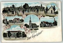 Bad Oppelsdorf Opolno Zdroj 1909 Gebrauchsspuren Cafe Stahlquelle Bahnhof Wald Kirche Kurhaus Lithographie