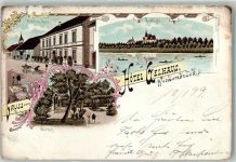33378 W4840 Wiedenbrück Lithographie Hotel Gelhaus Garten Die Tiefe