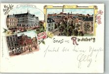 01454 O8142 Radeberg Lithographie Postamt Hotel zum Kaiserhof