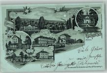 Hodonin Göding 1900 Gebrauchsspuren Bahnhof Gasthaus Dampf- Mühle Kirche Tscheitsch Lithographie
